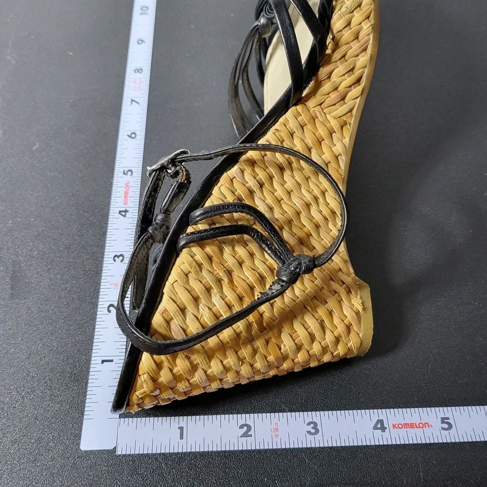Ann Taylor Womens Raffia Strappy Wedge Heels Size 8.5‎ Summer Neutral Date Night